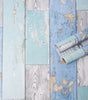 Blue Distressed Wood Waterproof Vinyl Peel-and-Stick Wallpaper – Removable & Oil-Resistant