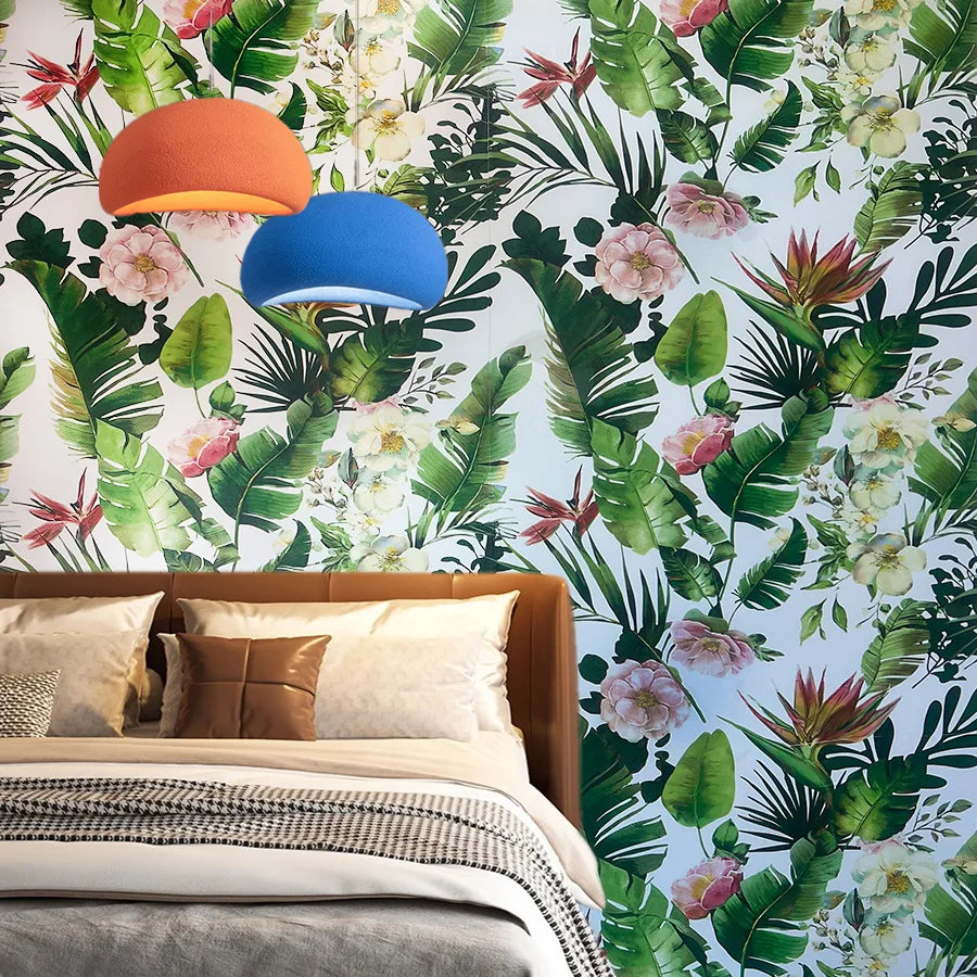Tropical Rainforest Green Floral PVC Peel-and-Stick Wallpaper for TV Background Walls