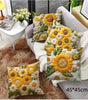 Vintage Sunflower Throw Pillow Cover – Polyester, 17.72 × 17.72 in (45 × 45 cm), Cover Only