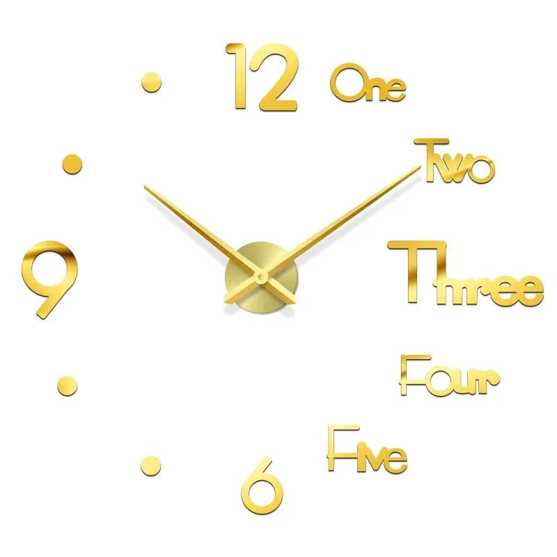 Gold Acrylic Mirror DIY Wall Clock – 11 Designs, 36 or 48 Inch