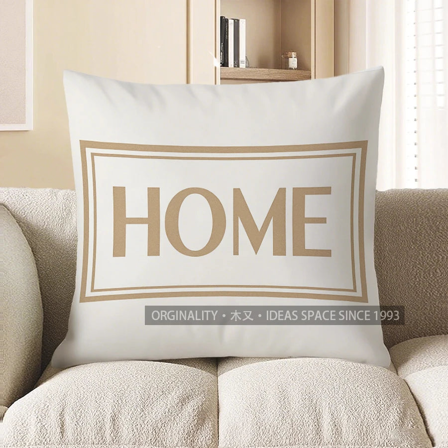 Neutral Pampas Grass Polyester Peachskin Pillow Cover – Design 3, 4 Sizes