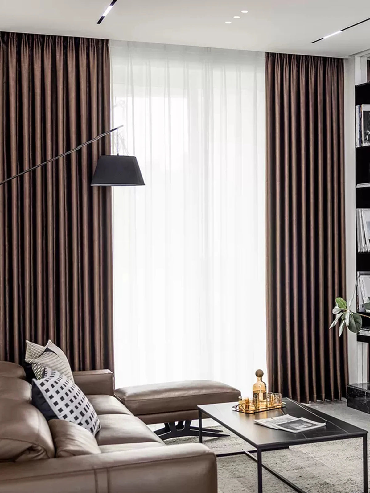 Chocolate 240 GSM Double-Layer Thermal Semi-Light Blocking Curtain Panel – 2 Hanging Styles