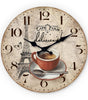 Paris Eiffel Tower Coffee Cup Silent Wall Clock – Wooden Quartz Decor, 10, 12 or 16 Inch