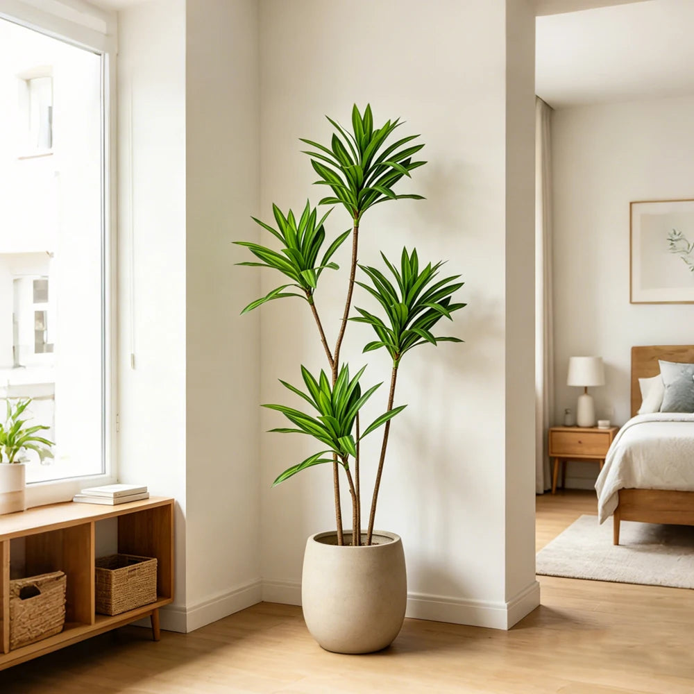Artificial Dracaena Bamboo Tree Branch – Large Faux Corn Plant Leaves for Indoor Home & Office Decor