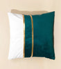 Blue and Green Color-Block Velvet Pillow Cover with Gold-Tone Stripes, Square or Lumbar