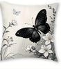 Black Butterfly Floral Polyester Pillow Covers – 4 Designs, 50–60 cm