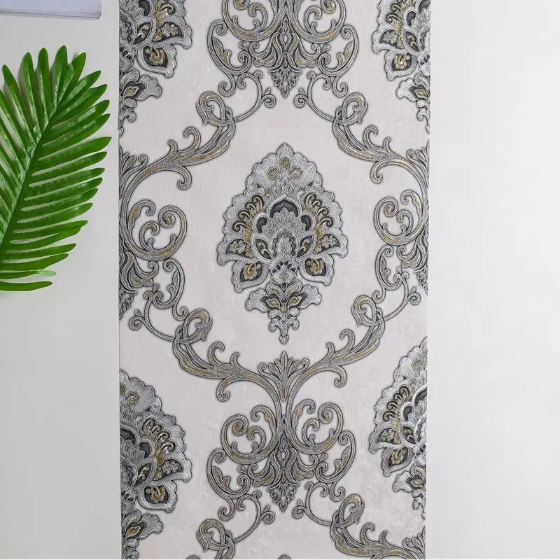 Luxury Damask 3D Embossed Waterproof PVC Traditional Wallpaper – Extra Thick, Washable & Fireproof