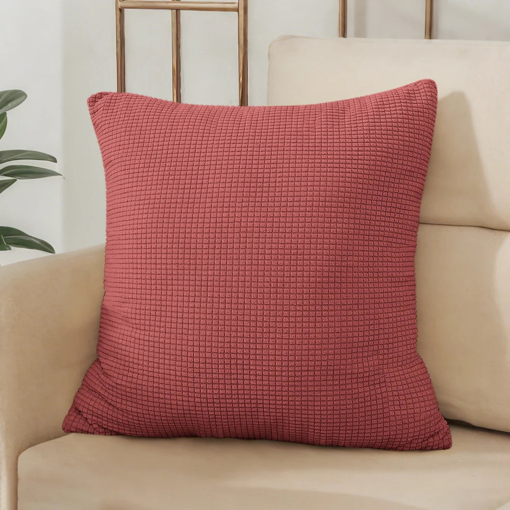Solid Rusty Red Jacquard Polyester Pillow Cover – 8 Sizes