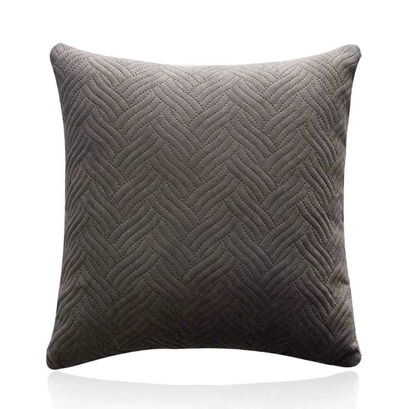 Cool-Tone Geometric Quilted Velvet Pillow Covers – 17.72 in Square