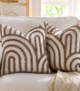 Light Brown Geometric Embroidered Polyester Pillow Covers – 17.72 in (45 cm) Square, Set of 2