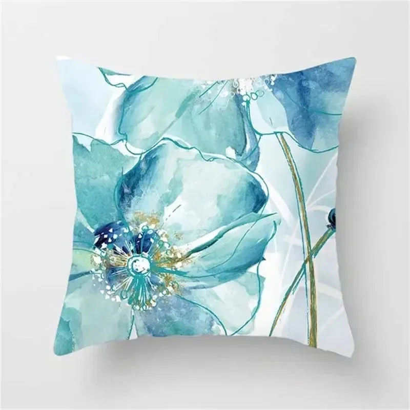Ginkgo & Floral Polyester Pillow Cover – 17.72 × 17.72 in (45 × 45 cm), 1 Piece