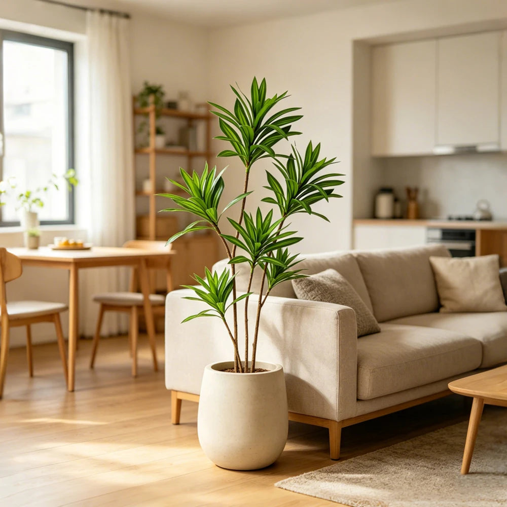 Artificial Dracaena Bamboo Tree Branch – Large Faux Corn Plant Leaves for Indoor Home & Office Decor