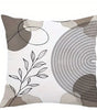 Black Leaf & Circle Polyester Twill Pillow Cover – Designs 3–4, 4 Sizes