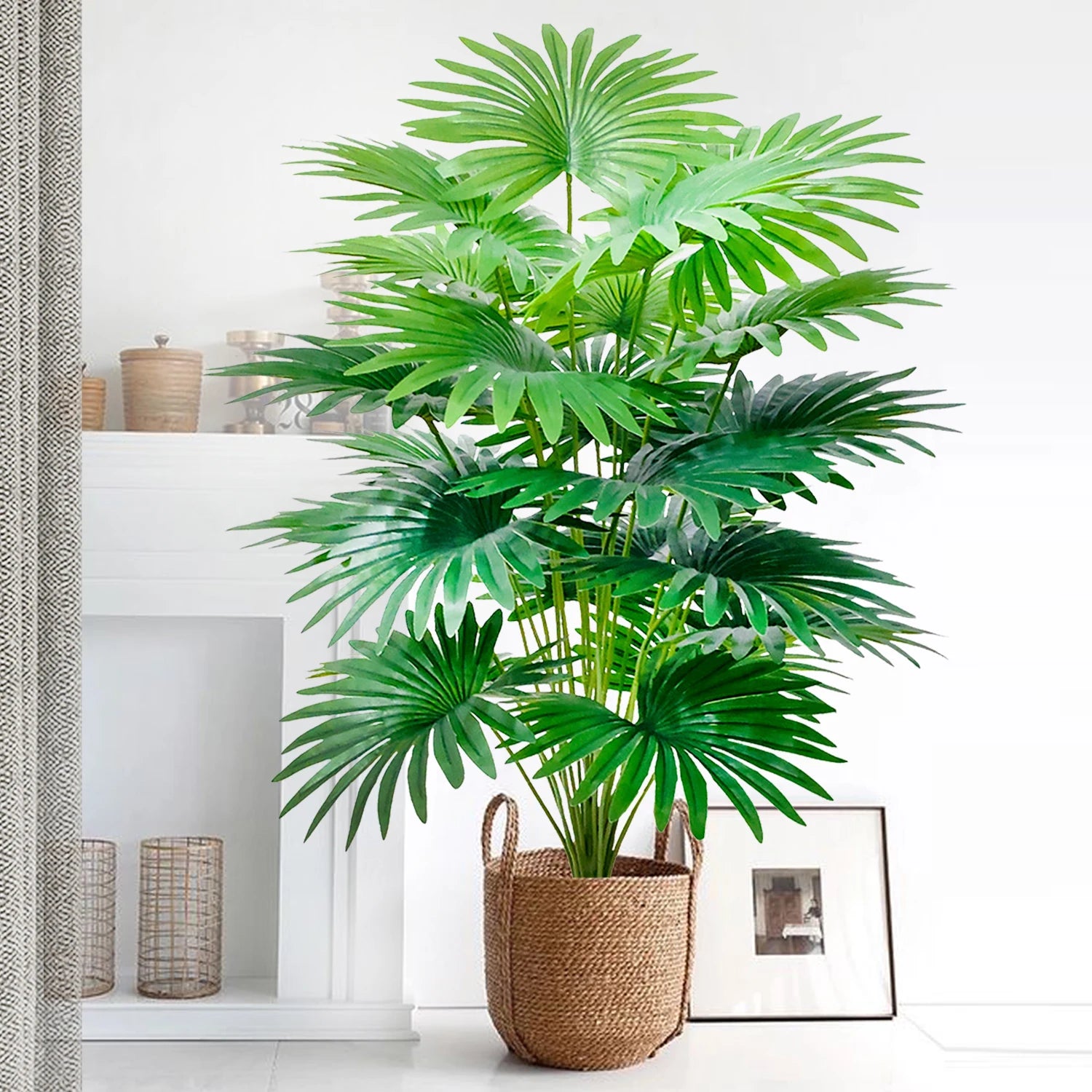Large Artificial Palm Tree Branches – Tropical Fake Palm Leaf Plant for Home, Garden & Event Decoration