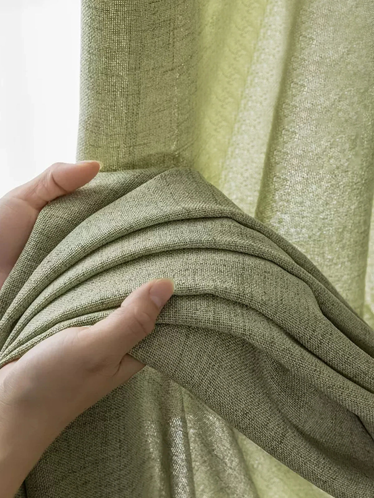 Matcha Green Linen-Look Light-Filtering Curtain Panel – 4 Hanging Styles