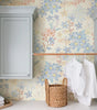 Light Blue Floral Waterproof PVC Peel-and-Stick Wallpaper for Walls & Cabinets