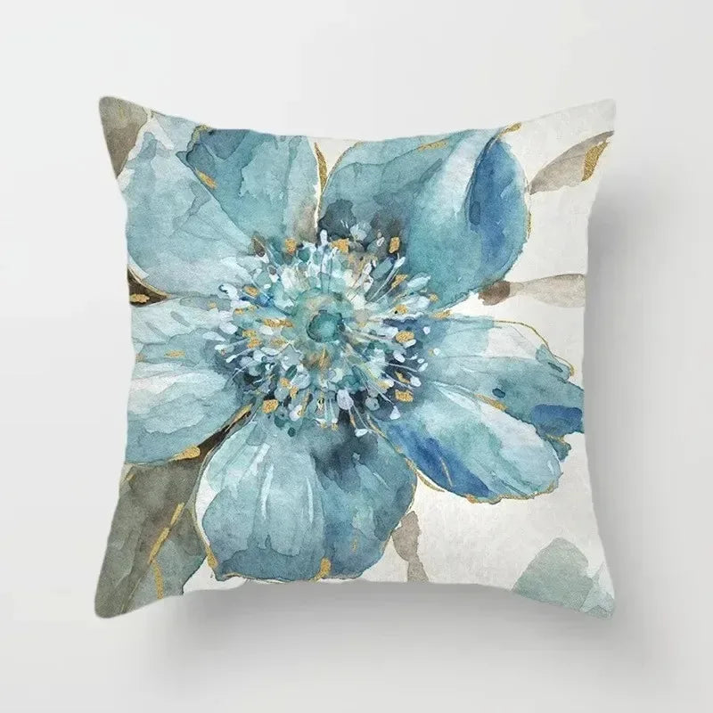 Ginkgo & Floral Polyester Pillow Cover – 17.72 × 17.72 in (45 × 45 cm), 1 Piece