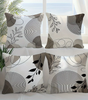 Black Leaf & Circle Polyester Twill Pillow Cover – Designs 1–2, 4 Sizes