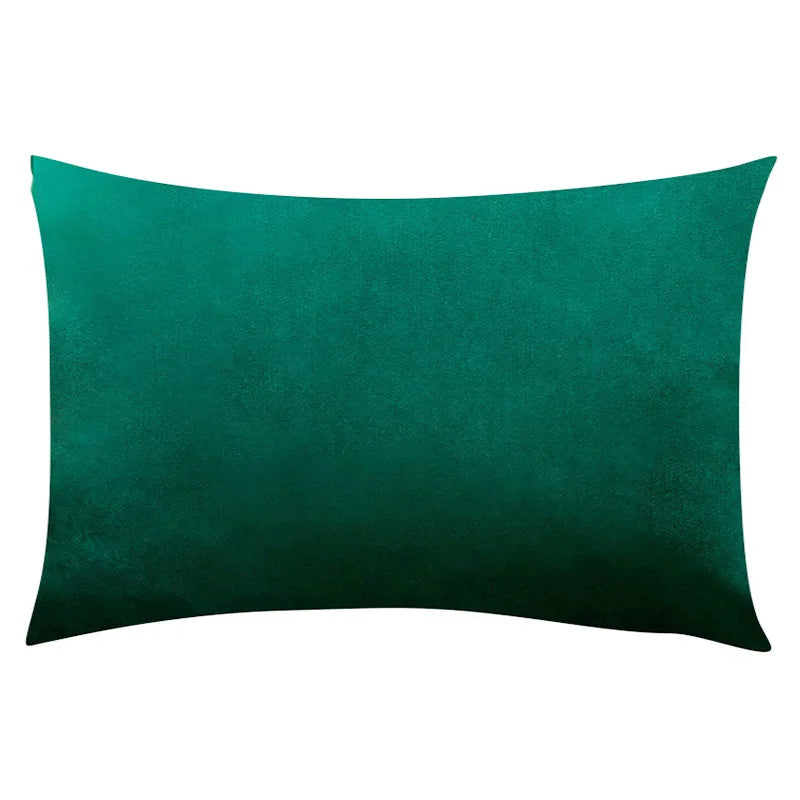 Green Shades Solid Velvet Lumbar Pillow Cover – Soft Woven Fabric, 1 Piece, 11.81 × 19.69 in (30 × 50 cm)