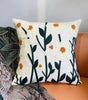 Green Meadow Stems Embroidered Polyester/Cotton Pillow Cover – 17.72 × 17.72 in (45 × 45 cm)