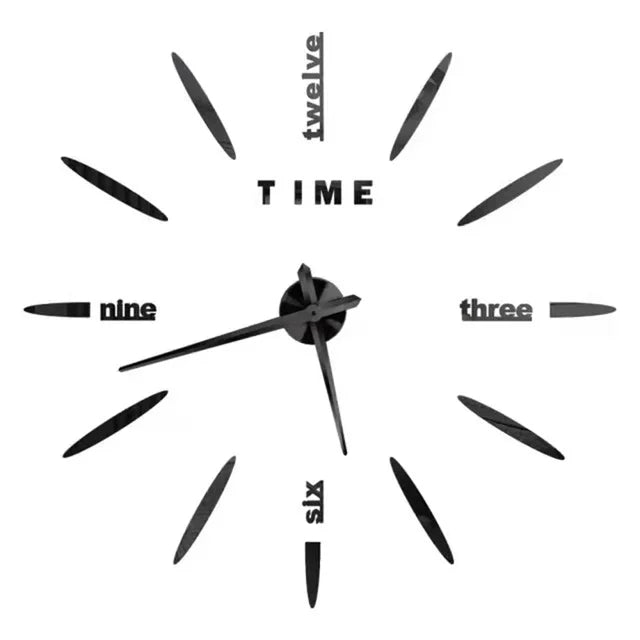 Large Black DIY Acrylic Wall Clock – 12 Designs, 36 or 48 Inch