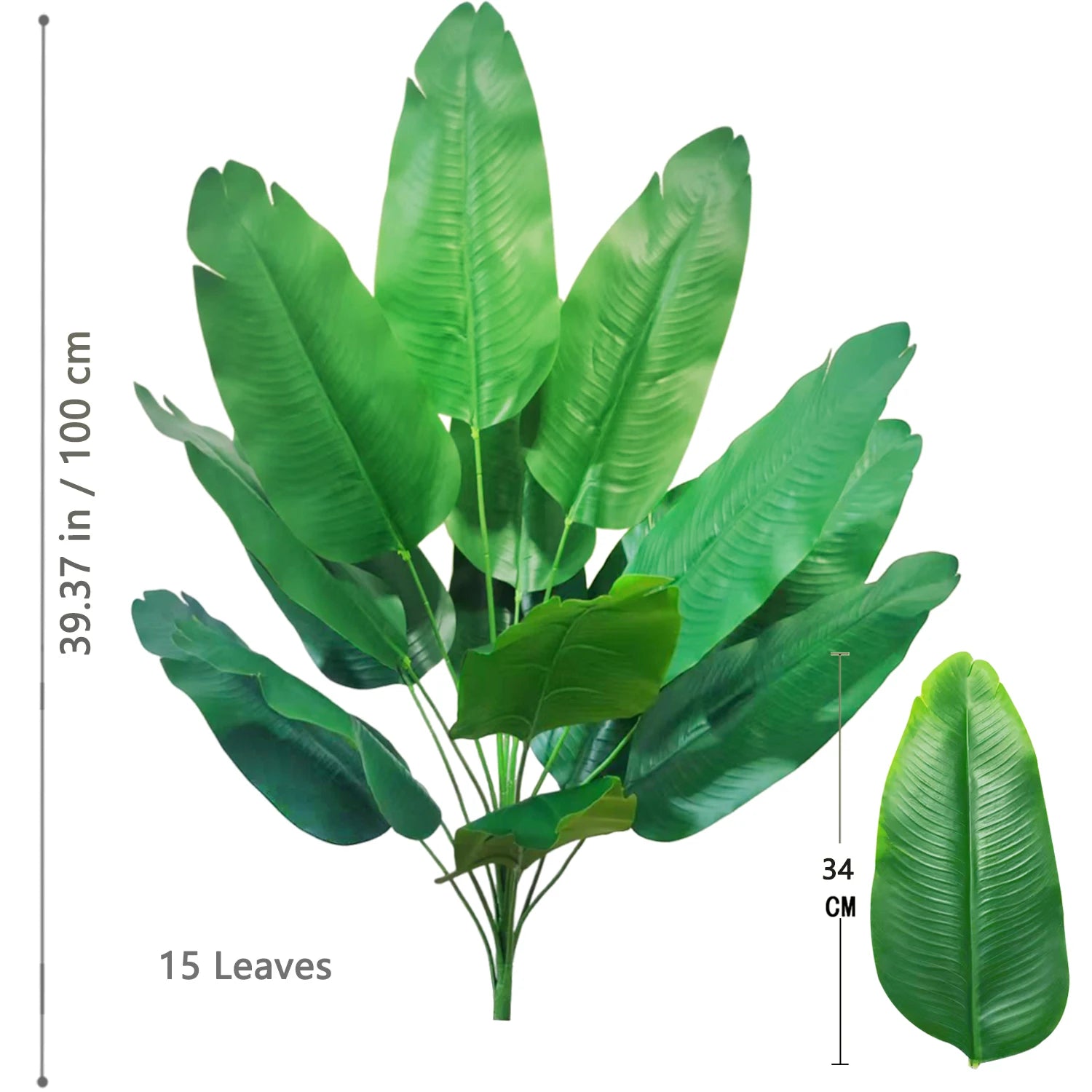 Large Artificial Bird of Paradise Plant Leaves – Real Touch Tropical Strelitzia Faux Greenery for Home & Garden Decor