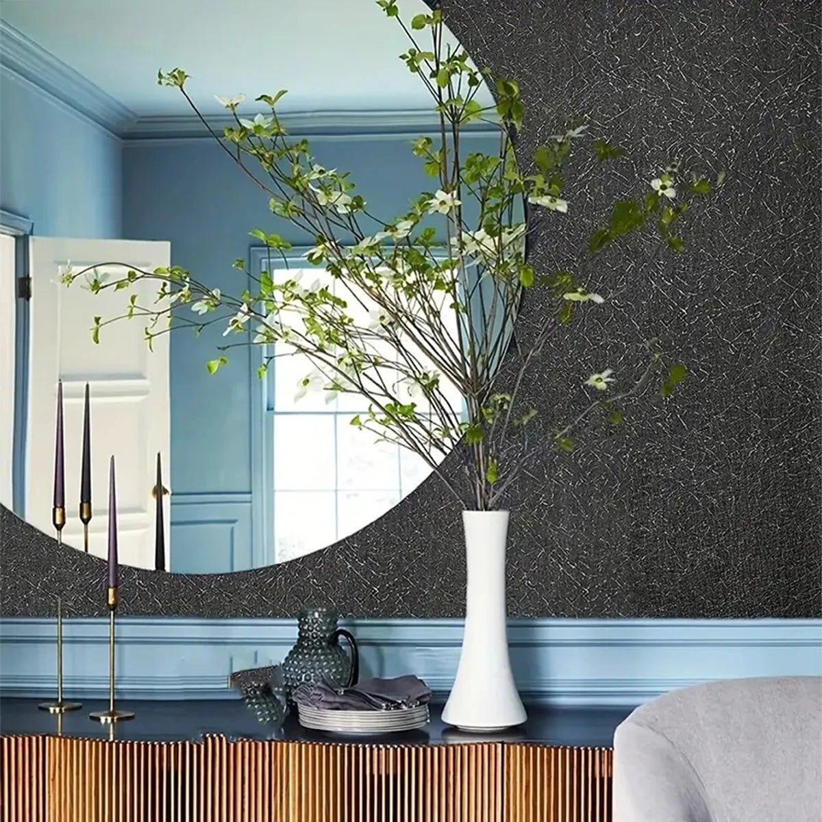 Black Waterproof Vinyl Peel-and-Stick Wallpaper – Matte or Glossy, Removable & Easy to Clean