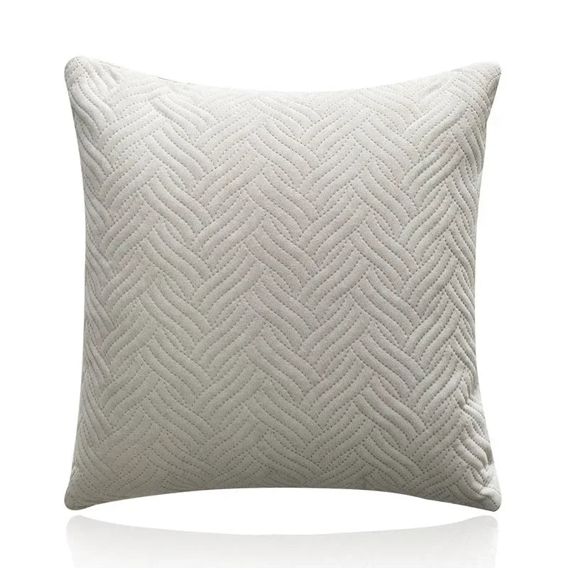 Cool-Tone Geometric Quilted Velvet Pillow Covers – 17.72 in Square