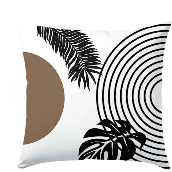 Modern Geometric Leaf Polyester Pillow Cover – Design 3, 4 Sizes
