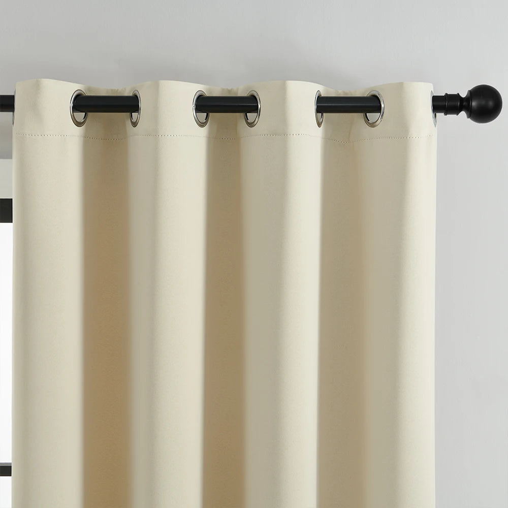 Beige 70%–90% Grommet Semi-Light Blocking Curtain Panel