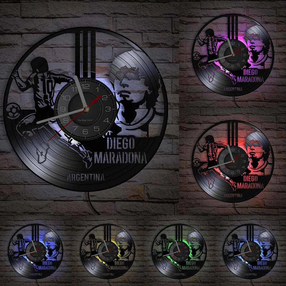 Football Vinyl Record Wall Clock – 30 cm Quartz Decor with Optional LED, Designs 1–5