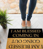 Funny Welcome Doormats Hello Doormat I AM Blessed Coming I AM Blessed Going Out Bless Doormat (23.7 in X 15.6 in) Fabric Top with a Anti-Slip Rubber Back for The Entrance Way Indoor Doormats