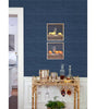Navy Blue Faux Grasscloth Vinyl Peel and Stick Wallpaper Roll
