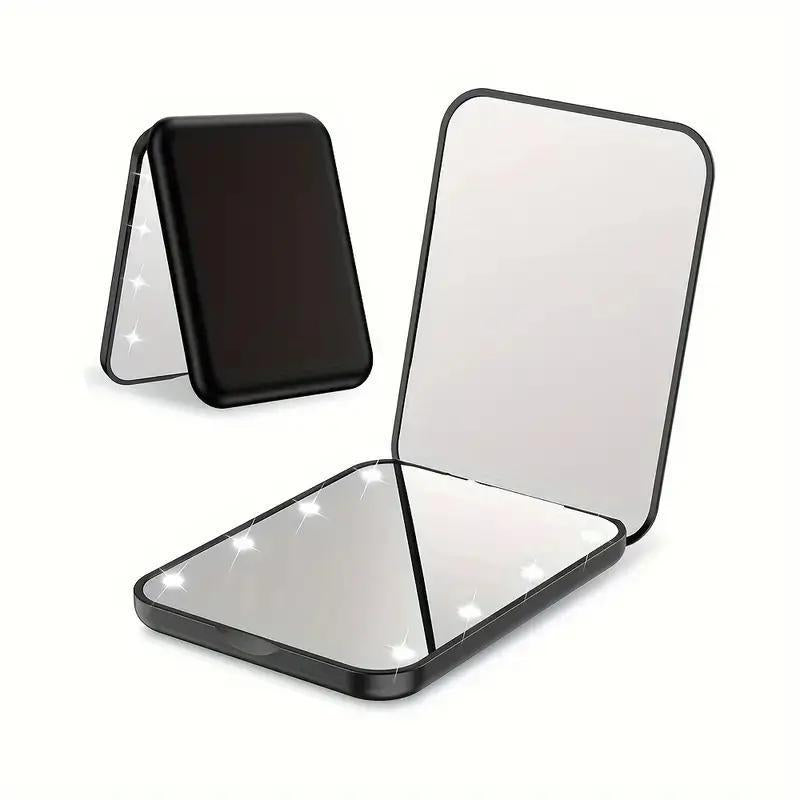 LED Pocket Mirror with Light, 1x/3x Magnification, Compact Travel Makeup Mirror, Foldable Handbag & Purse Friendly