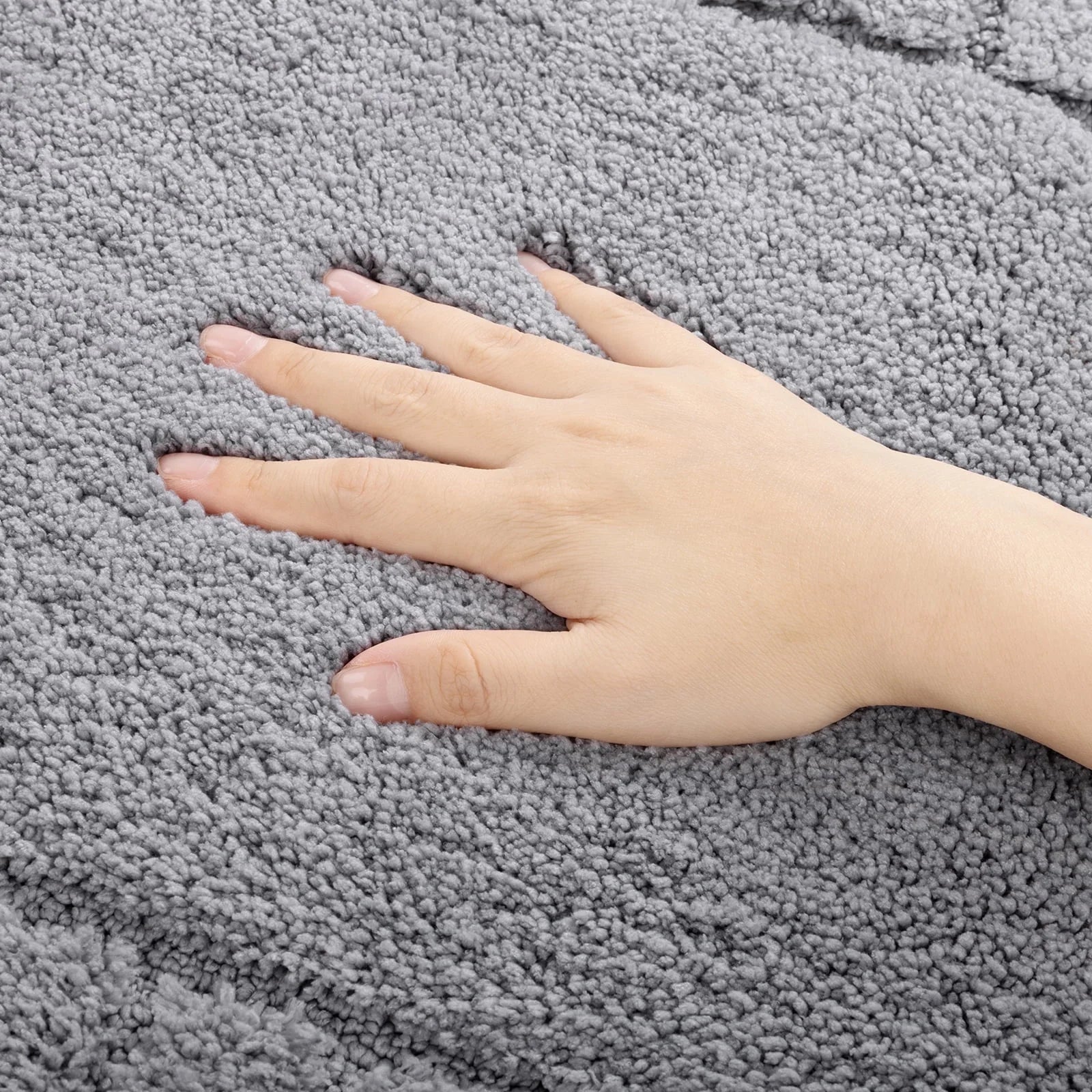 Bathroom Rugs Set of 4 Piece, Bath Mats, Microfiber Non Slip Shaggy Ultra Soft Bathroom Runner with U Shaped Contour Toilet Mat for Bathroom, Shower Inside Floor, Gray