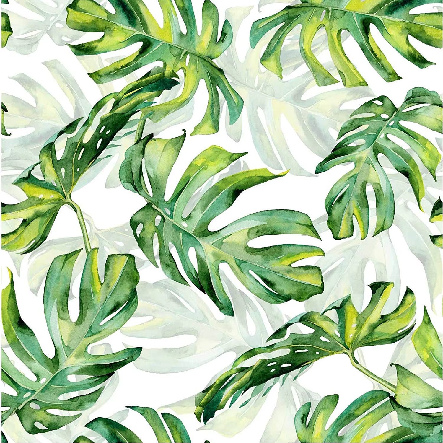 Tropical Green Palm Leaf Vinyl Peel and Stick Wallpaper