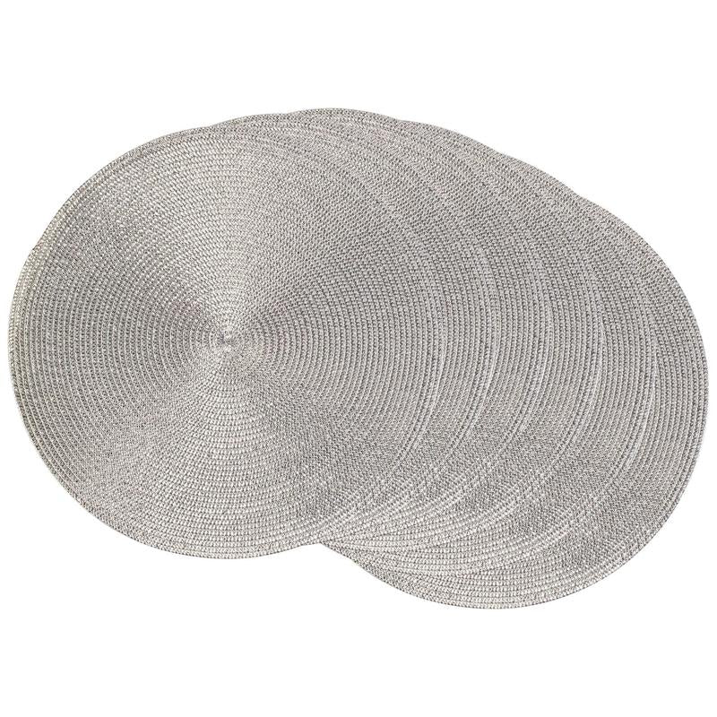 Design Imports Set of 6 Metallic Round Woven Placemat