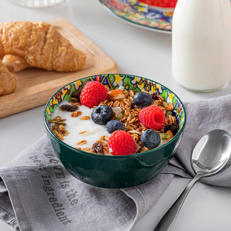 Vancasso Ceramic Bowls Set of 6 – 12oz & 26oz Colorful Cereal, Soup, Salad, Pasta, Oatmeal, and Dessert Bowls, Dishwasher & Microwave Safe