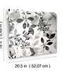 Black Breezy Floral Botanical Vinyl Peel and Stick Wallpaper Roll