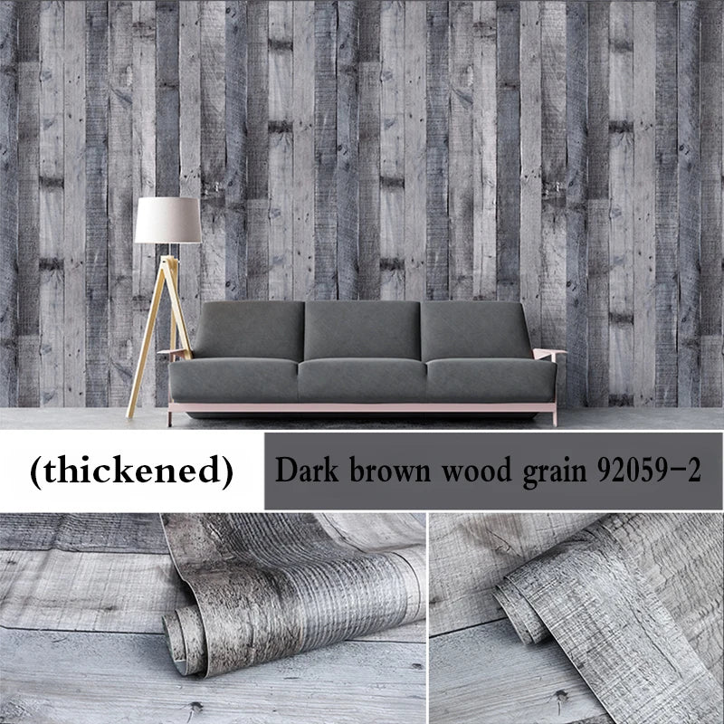 Retro Faux Wood Grain Peel And Stick Wallpaper Self-adhesive Wood Plank Wallpaper Roll Removable Vinyl Wall Covering For Restaur