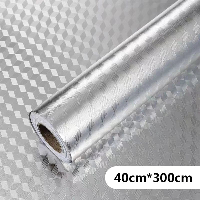 Modern Kitchen Oil-proof Self Adhesive Stickers Anti-fouling High-temperature Aluminum Foil gas stove Cabinet Contact Wallpaper