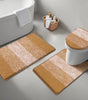 Traditional 4 Piece Microfiber Washable Bathroom Rug Set, Grey