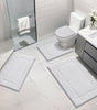 Bathroom Rugs Set of 4 Piece, Bath Mats, Microfiber Non Slip Shaggy Ultra Soft Bathroom Runner with U Shaped Contour Toilet Mat for Bathroom, Shower Inside Floor, Gray