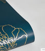 Peacock Blue and Metallic Gold Peonies Vinyl Peel and Stick Wallpaper Roll (Covers 28 sq. ft.)