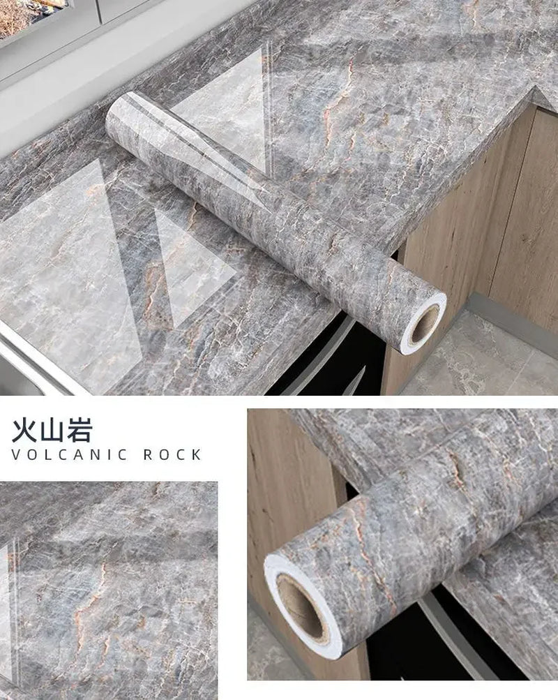 20M Marble Self Adhesive Waterproof Wallpaper for Kitchen Cabinet Oil Proof Mould Proof Modern Style Bathroom Decoration Wall