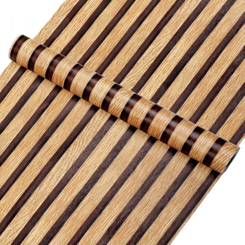 45CM PVC Wood Striped Self-Adhesive Waterproof Wallpaper Sticker