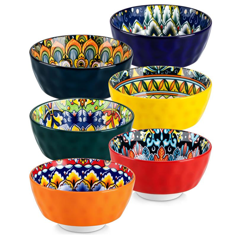 Vancasso Ceramic Bowls Set of 6 – 12oz & 26oz Colorful Cereal, Soup, Salad, Pasta, Oatmeal, and Dessert Bowls, Dishwasher & Microwave Safe