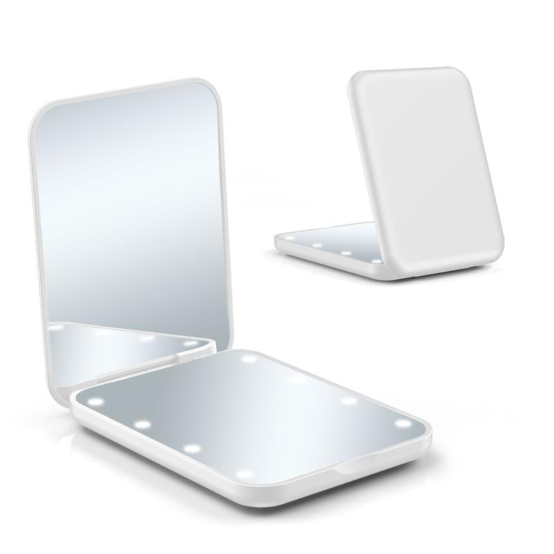 LED Pocket Mirror with Light, 1x/3x Magnification, Compact Travel Makeup Mirror, Foldable Handbag & Purse Friendly