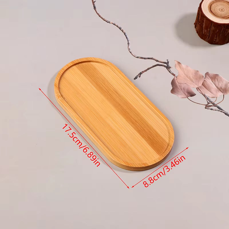1PCS Japanese-Style Solid Wood Round Dessert Plate – Wooden Tray for Snacks, Dried Fruit & Tableware