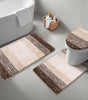 Traditional 4 Piece Microfiber Washable Bathroom Rug Set, Grey